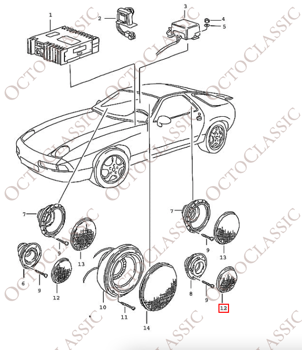 Porsche 928 Cubierta de parrilla de tweeter de puerta delantera negra 92855568900 Porsche 928 Cubierta de parrilla de tweeter de puerta delantera negra 92855568900