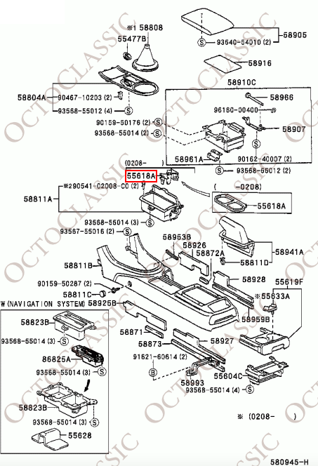 Lexus IS200/300 Support Console Box Cup Noir 55618-53040 Lexus IS200/300 Support Console Box Cup Noir 55618-53040