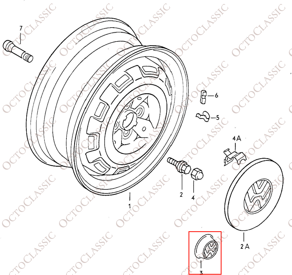 Bouchon de moyeu VW 51mm Set de 4 noir 111601171 Bouchon de moyeu VW 51mm Set de 4 noir 111601171