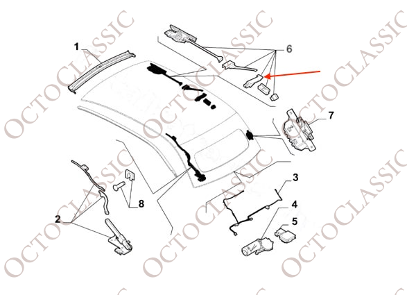Fiat 500 Schiebedachhalterung Reparatursatz 3er-Set links oder rechts schwarz 77365912 Fiat 500 Schiebedachhalterung Reparatursatz 3er-Set links oder rechts schwarz 77365912