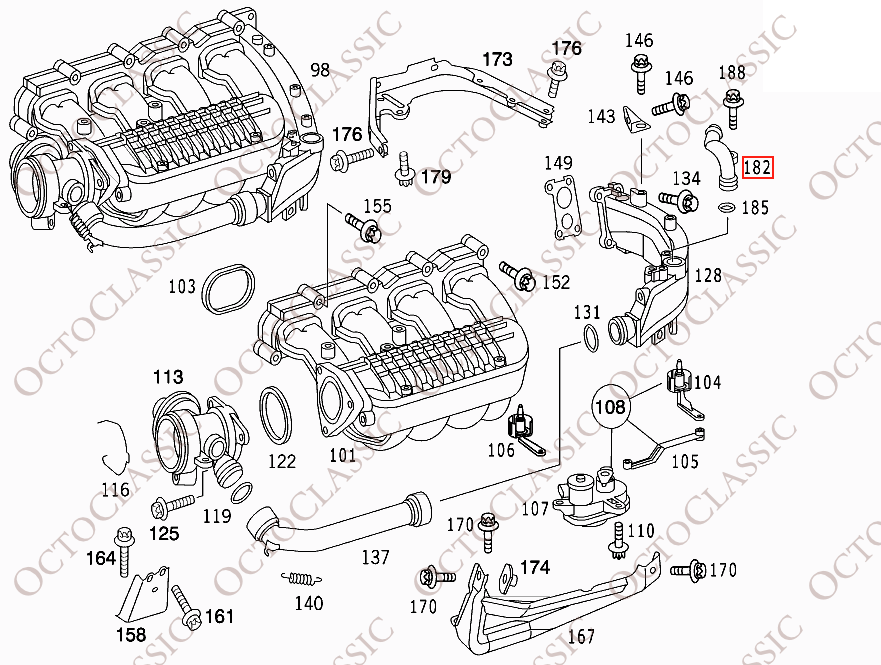Mercedes W202 W203 W210 CL203 C209 EGR Hose Pipe Connector OM611 OM612 Engine A6111400108 Mercedes W202 W203 W210 CL203 C209 EGR Hose Pipe Connector OM611 OM612 Engine A6111400108