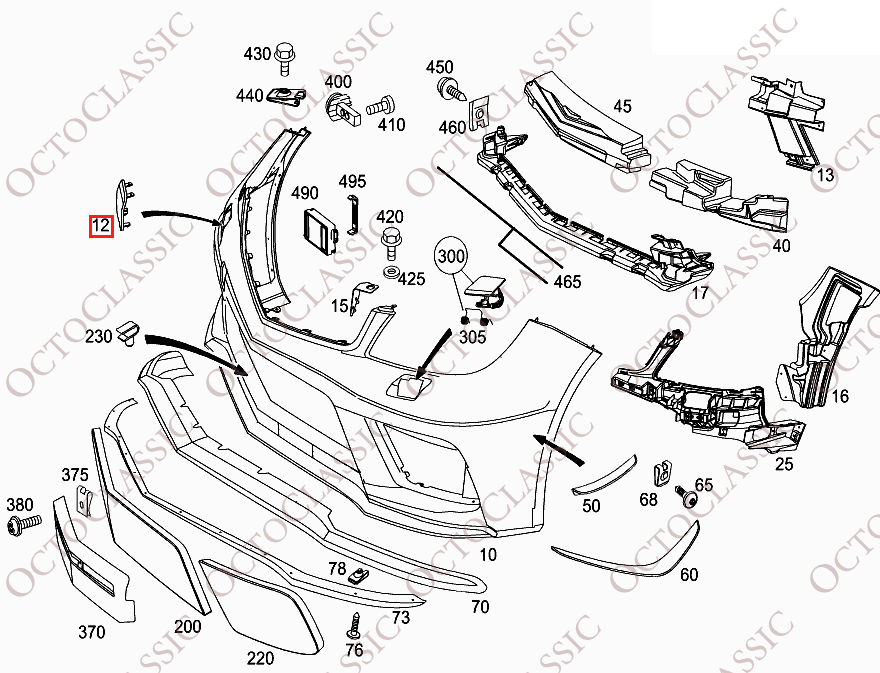 Mercedes W204 Levante la tapa del gancho del parachoques delantero imprimado A2048850526 Mercedes W204 Levante la tapa del gancho del parachoques delantero imprimado A2048850526