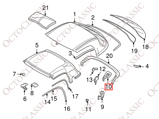Copertura di montaggio per hardtop BMW Z3 destra 54218410552 Copertura di montaggio per hardtop BMW Z3 destra 54218410552