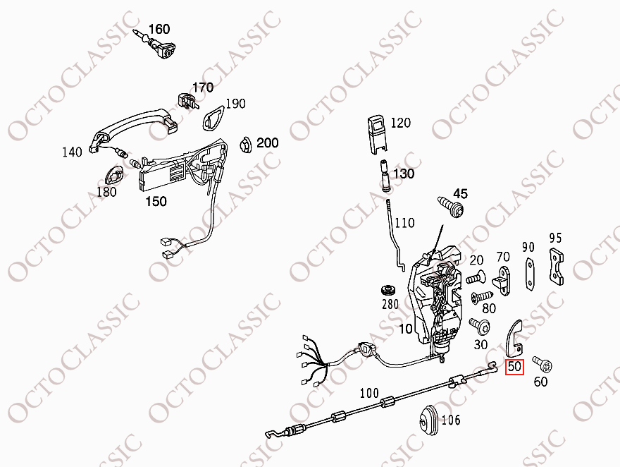 Mercedes W220 Couvercle de serrure de porte gauche ou droite toutes couleurs A2207230924 / A2207230624 Mercedes W220 Couvercle de serrure de porte gauche ou droite toutes couleurs A2207230924 / A2207230624