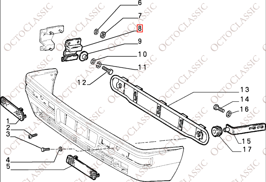 Lancia Delta HF Integrale EVO Front Bumper Mount Bracket Left Or Right Black 82454775 / 82454776 Lancia Delta HF Integrale EVO Front Bumper Mount Bracket Left Or Right Black 82454775 / 82454776