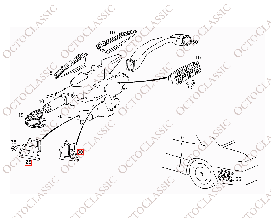 Mercedes R129 Cabin Air Duct Channel Left Or Right Two Versions Black A1298310346 / A1298311446 Mercedes R129 Cabin Air Duct Channel Left Or Right Two Versions Black A1298310346 / A1298311446
