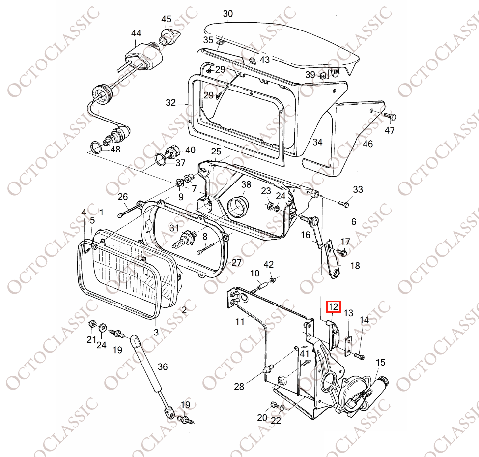 Volvo 480 Support de charnière Phare Pop-Up Lot de 2 Noir 3410860(1031256) Volvo 480 Support de charnière Phare Pop-Up Lot de 2 Noir 3410860(1031256)