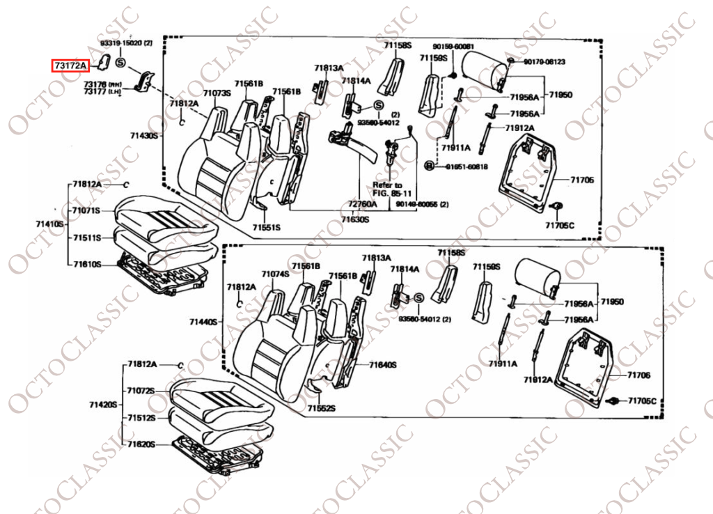 Toyota Supra MK3 lato passeggero guida cintura coprivite sinistra o destra 73172/73173 Toyota Supra MK3 lato passeggero guida cintura coprivite sinistra o destra 73172/73173