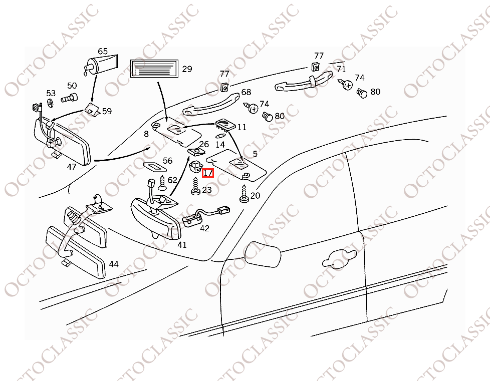 Mercedes W140 W202 W203 W210 W220 C215 Set di 2 clip per montaggio aletta parasole, tutti i colori A2028100712 Mercedes W140 W202 W203 W210 W220 C215 Set di 2 clip per montaggio aletta parasole, tutti i colori A2028100712