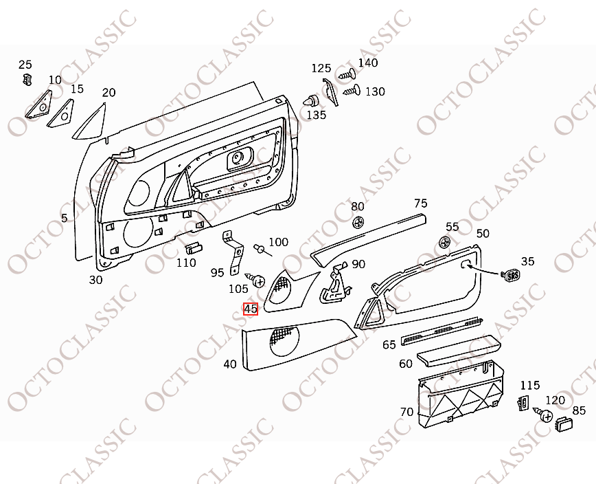 Mercedes R129 Górna osłona głośnika w drzwiach lewa lub prawa czarna z siatką A1297273588 / A1297273688 Mercedes R129 Górna osłona głośnika w drzwiach lewa lub prawa czarna z siatką A1297273588 / A1297273688
