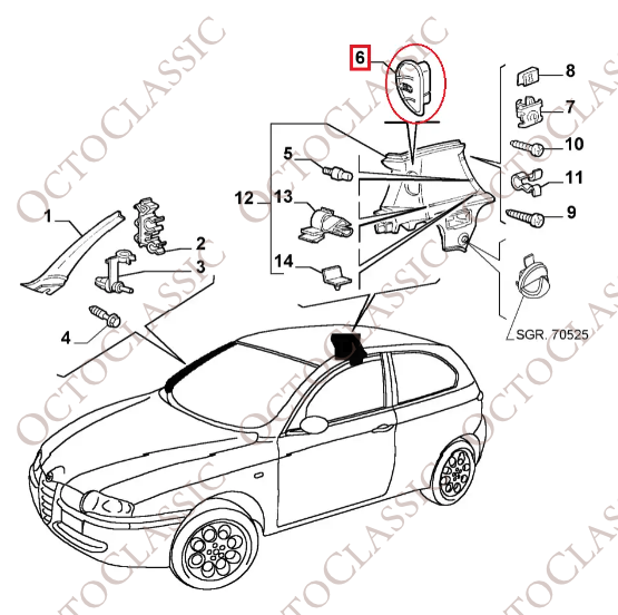 Alfa Romeo 147 Guide ceinture arrière gauche ou droite noir 735391729 / 735391728 Alfa Romeo 147 Guide ceinture arrière gauche ou droite noir 735391729 / 735391728