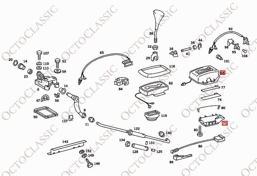 Mercedes R107 Scatola del cambio e staffa Nero A1072600072 e A1072670040 Mercedes R107 Scatola del cambio e staffa Nero A1072600072 e A1072670040