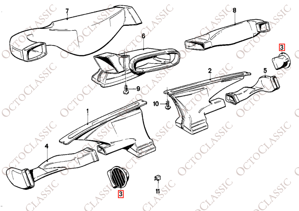 BMW E30 Armaturenbrett-Seitenlüftungsgitter Schwarz 64221888230 BMW E30 Armaturenbrett-Seitenlüftungsgitter Schwarz 64221888230
