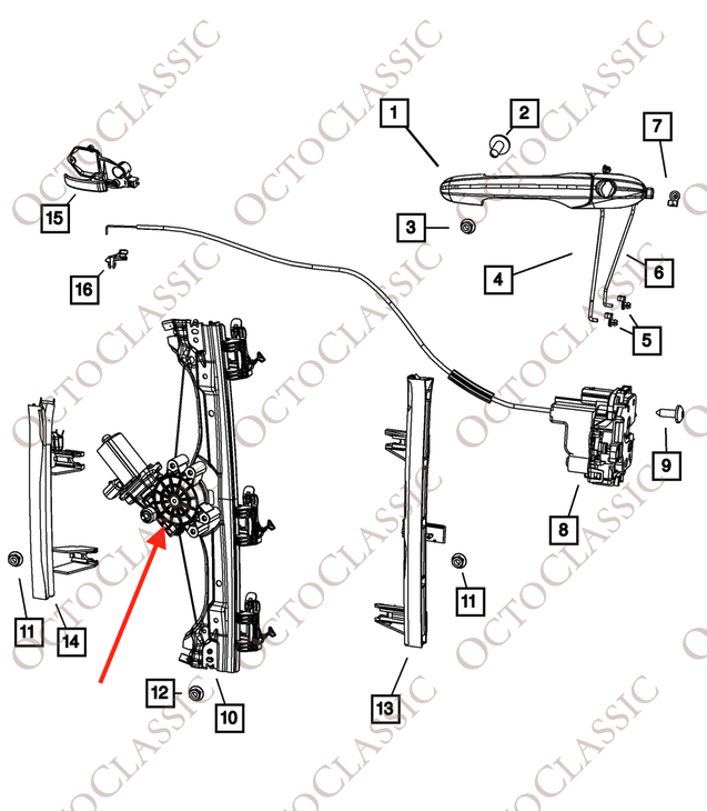 Fiat 500 Zestaw naprawczy bębna zębatki przedniej szyby 68070267AD / 68070267AE / 68070267AA Fiat 500 Zestaw naprawczy bębna zębatki przedniej szyby 68070267AD / 68070267AE / 68070267AA