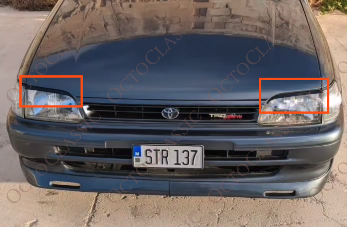Toyota Starlet EP82 Moldura de párpado de faro izquierdo y derecho negro Toyota Starlet EP82 Moldura de párpado de faro izquierdo y derecho negro
