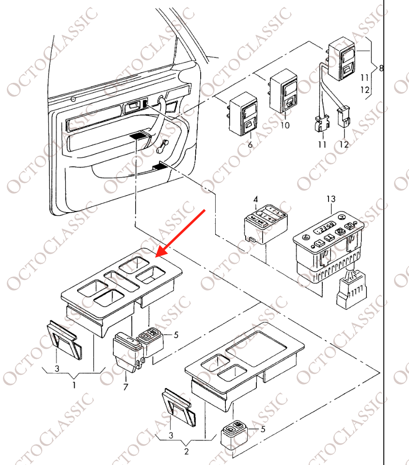 Audi 100 A6 Fensterheber-Bedienfeldabdeckung Schwarz 4A0959521 Audi 100 A6 Fensterheber-Bedienfeldabdeckung Schwarz 4A0959521