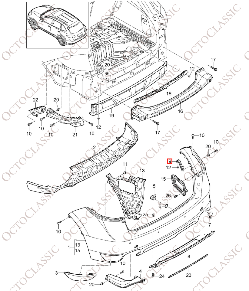 Porsche Cayenne Retenedor de parachoques trasero izquierdo o derecho Negro 95850504500 / 95850504600 Porsche Cayenne Retenedor de parachoques trasero izquierdo o derecho Negro 95850504500 / 95850504600