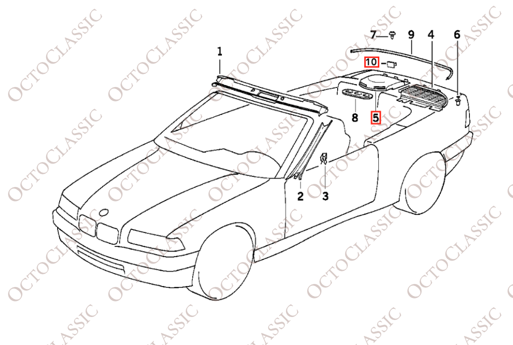 Pannello di copertura del tetto convertibile BMW E36 nero grigio o beige 51718173204 e 51718170316 Pannello di copertura del tetto convertibile BMW E36 nero grigio o beige 51718173204 e 51718170316