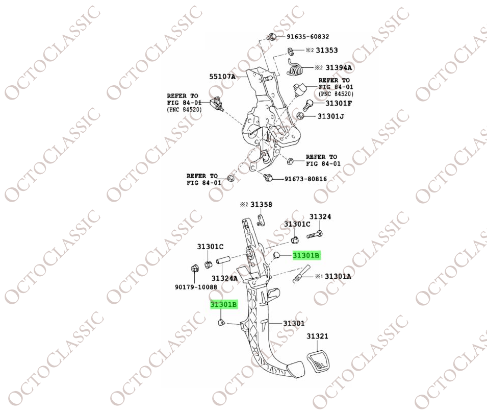 Toyota Lexus Coussin de frein Embrayage Pédale Stopper Set de 2 Noir 90541-06036 Toyota Lexus Coussin de frein Embrayage Pédale Stopper Set de 2 Noir 90541-06036