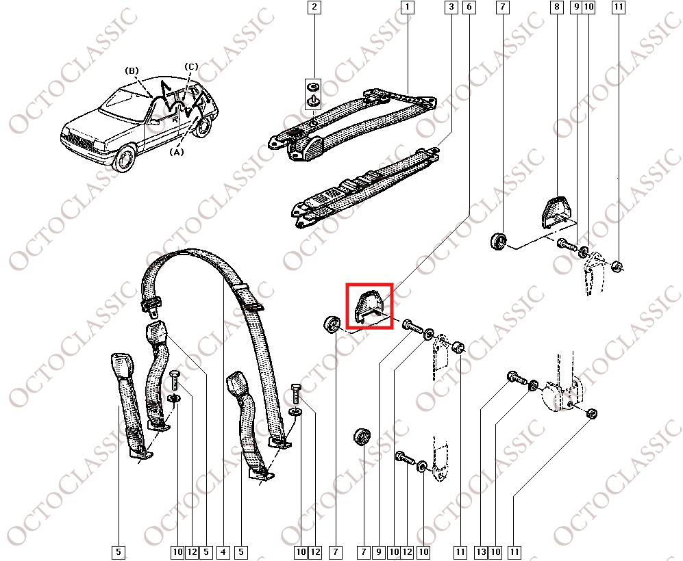 Renault 5 GT Turbo Copertura Superiore della Cintura di Sicurezza Posteriore Sinistra o Destra 7700758579 / 7700758580 Renault 5 GT Turbo Copertura Superiore della Cintura di Sicurezza Posteriore Sinistra o Destra 7700758579 / 7700758580