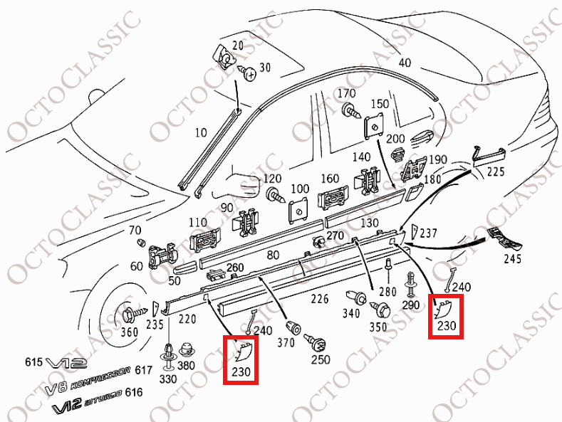 Mercedes W220 S55 S600 AMG Listwa Progowa Zaślepka Podnośnika Podkładowana A2206982730 / A2206982830 / A2206983930 / A2206983030 Mercedes W220 S55 S600 AMG Listwa Progowa Zaślepka Podnośnika Podkładowana A2206982730 / A2206982830 / A2206983930 / A2206983030