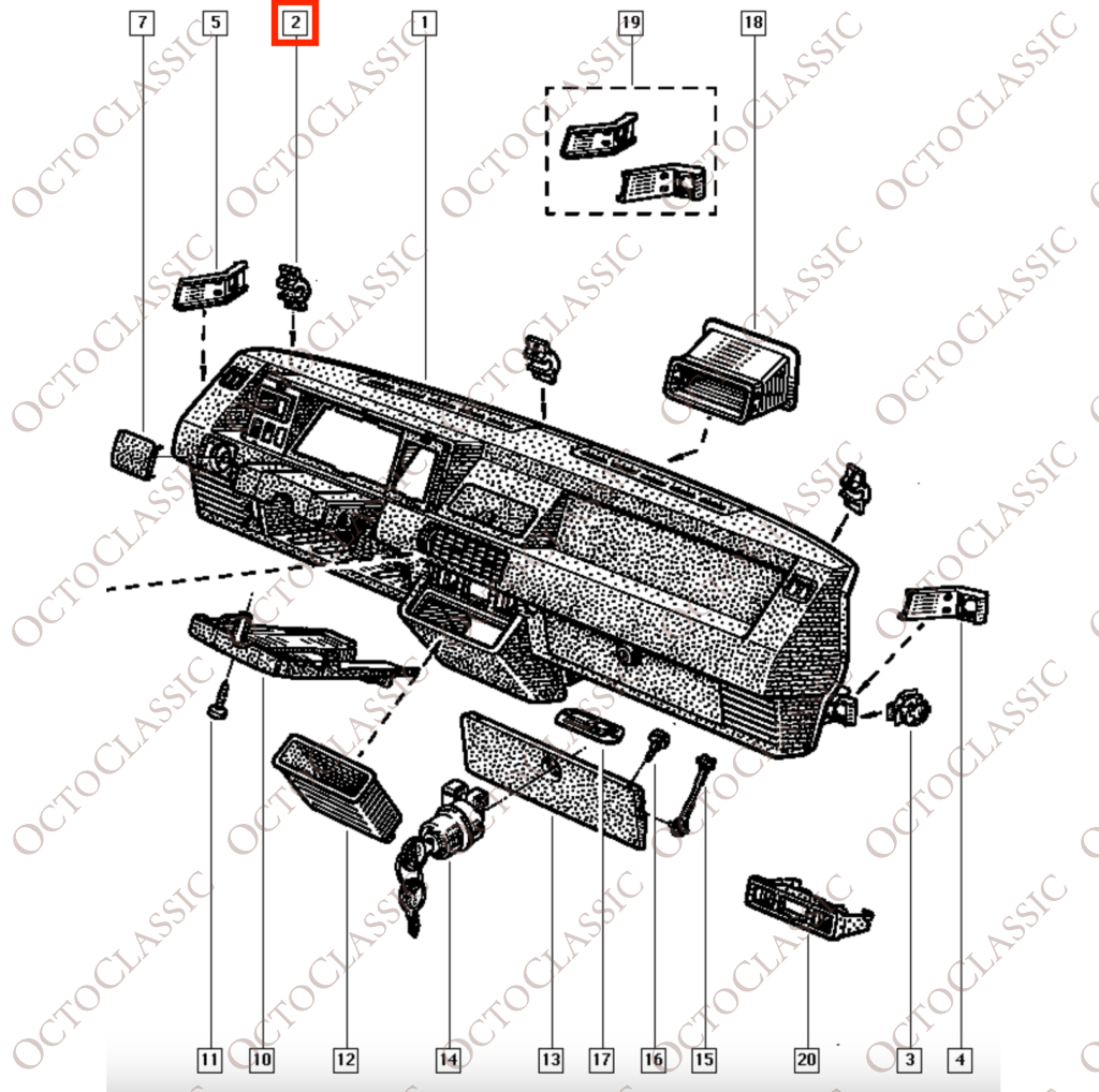 Renault 5 Supporto Cruscotto Gancio Set di 3 Nero 7700768048 Renault 5 Supporto Cruscotto Gancio Set di 3 Nero 7700768048
