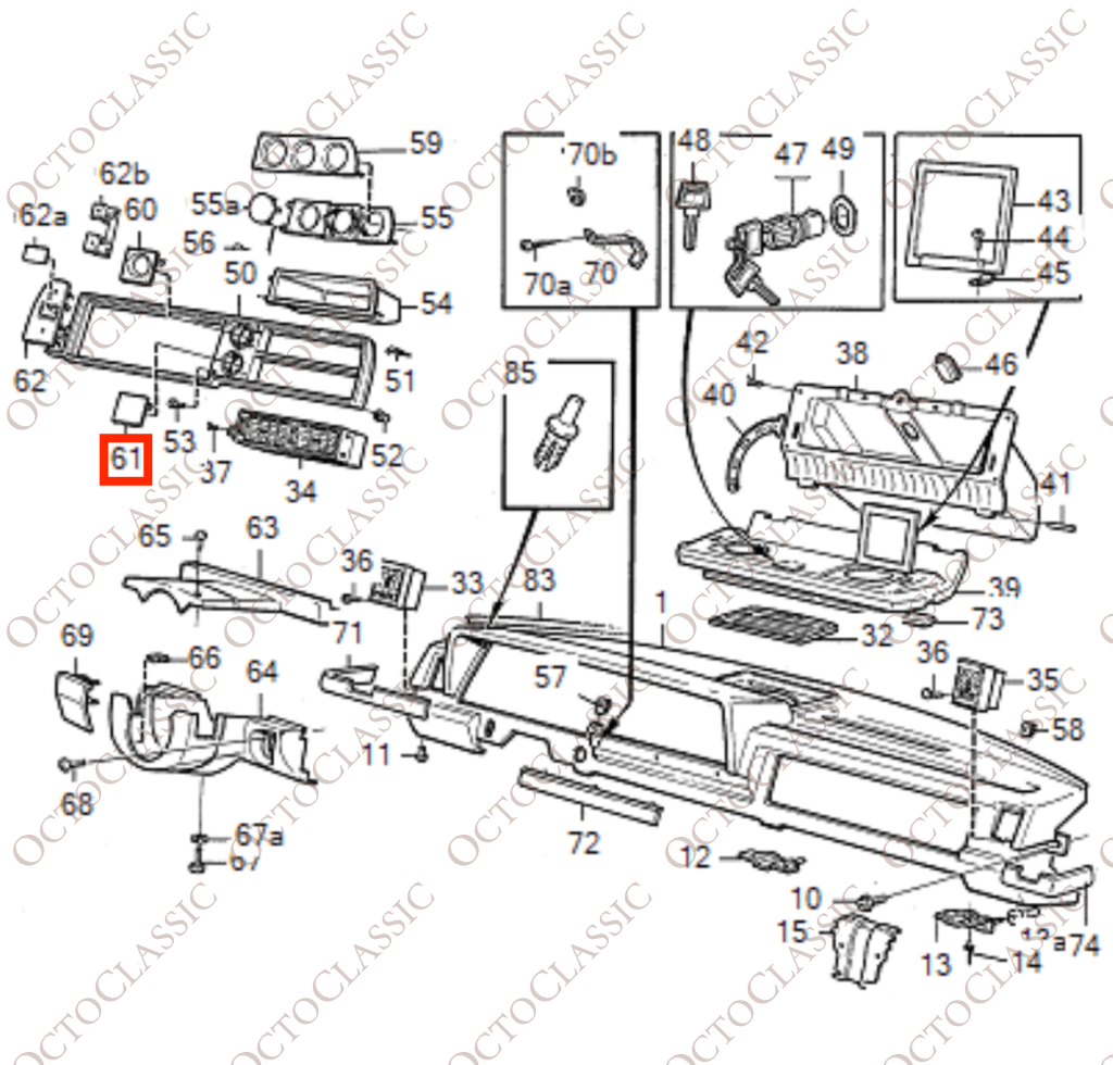 Volvo 240 Panneau Vierge de Console Centrale Tableau de Bord Noir 1259731 Volvo 240 Panneau Vierge de Console Centrale Tableau de Bord Noir 1259731