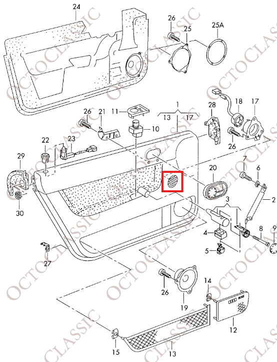 Audi TT MK1 Cubierta superior pequeña del altavoz panel puerta delantera Audi TT MK1 Cubierta superior pequeña del altavoz panel puerta delantera