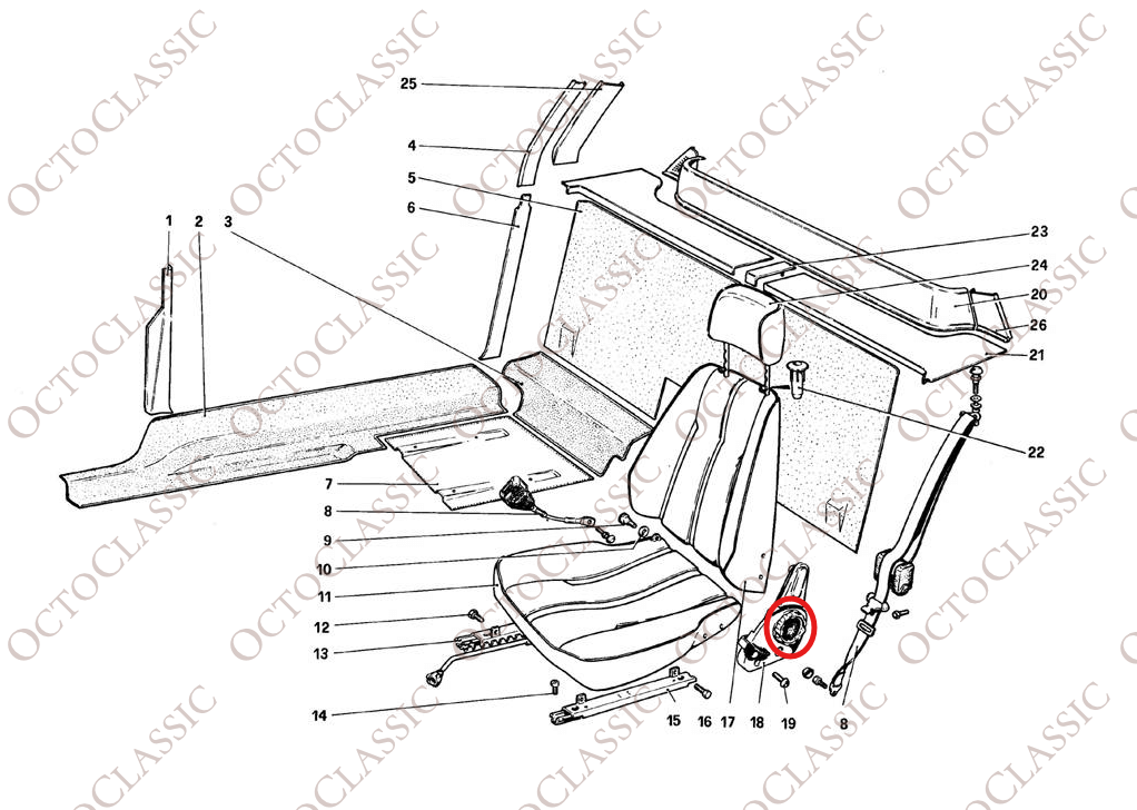 Ferrari 208 288 308 328 365 512 BB F40 Perilla de ajuste del asiento con tapa Negra 40124604 Ferrari 208 288 308 328 365 512 BB F40 Perilla de ajuste del asiento con tapa Negra 40124604