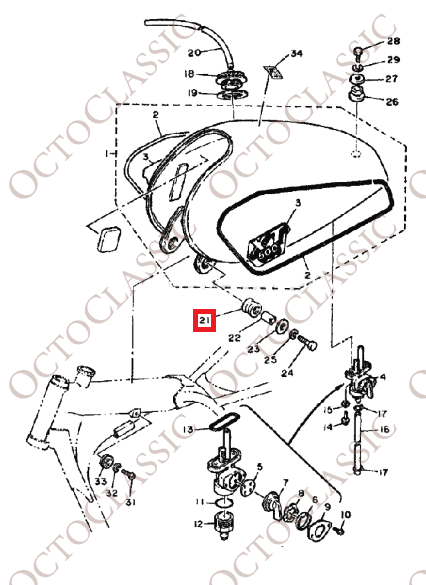 Yamaha XT500 Silentblock de goma del depósito de combustible Negro 904802217700 Yamaha XT500 Silentblock de goma del depósito de combustible Negro 904802217700