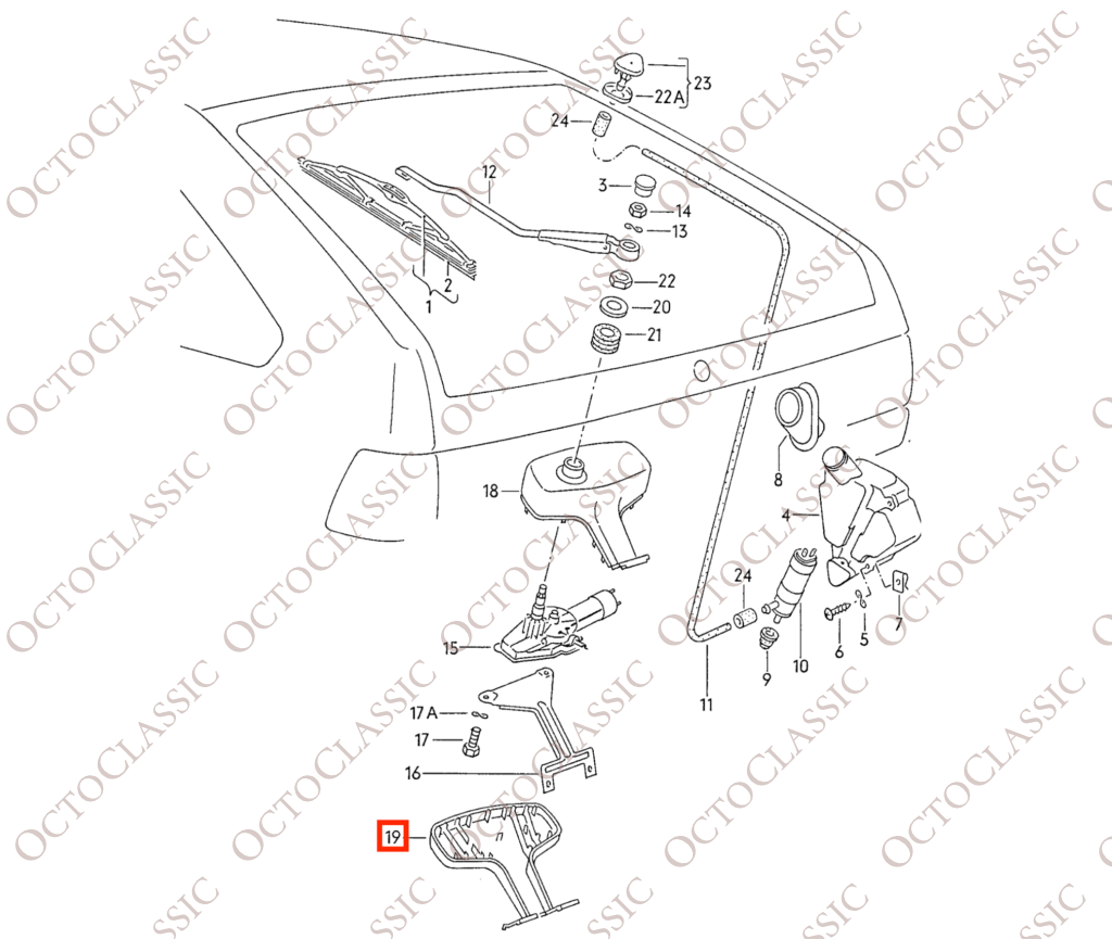 Volkswagen Scirocco Mk2 Coperchio Motore Tergicristallo Posteriore Nero 533955739 Volkswagen Scirocco Mk2 Coperchio Motore Tergicristallo Posteriore Nero 533955739
