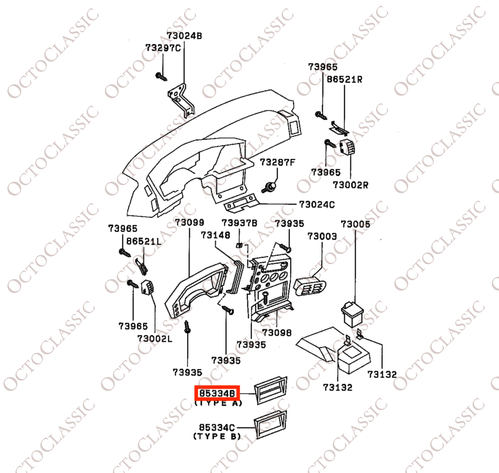 Mitsubishi Eclipse 1G Panel tapadera radio consola central negro MR114750 Mitsubishi Eclipse 1G Panel tapadera radio consola central negro MR114750