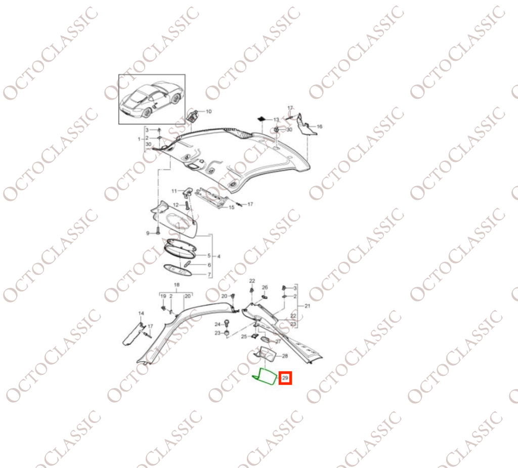 Porsche 987 Cayman Tapa del Gancho para Abrigo del Pilar C Izquierda o Derecha Todos los Colores 98755556700 / 98755556800 Porsche 987 Cayman Tapa del Gancho para Abrigo del Pilar C Izquierda o Derecha Todos los Colores 98755556700 / 98755556800