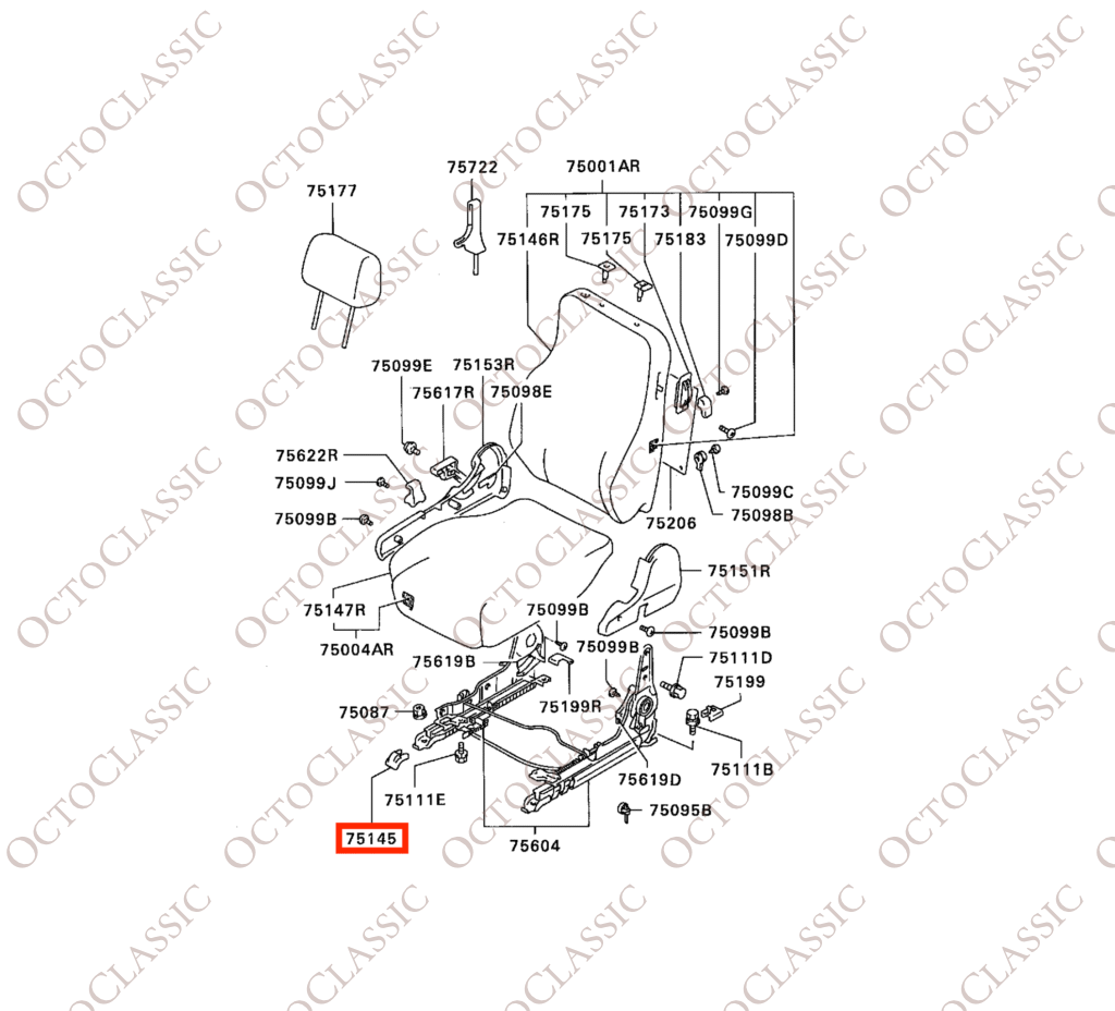 Mitsubishi 3000GT VR-4 / GTO / FTO / Eclipse Copertura per Guide Sedili Anteriori Set di 2 Nero MB726461 Mitsubishi 3000GT VR-4 / GTO / FTO / Eclipse Copertura per Guide Sedili Anteriori Set di 2 Nero MB726461