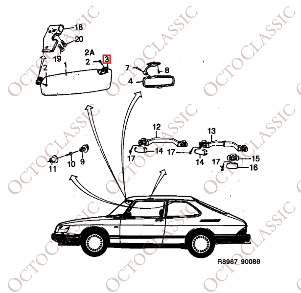 Saab 900 Sonnenblende Clip Satz von 2 Ältere Version Saab 900 Sonnenblende Clip Satz von 2 Ältere Version