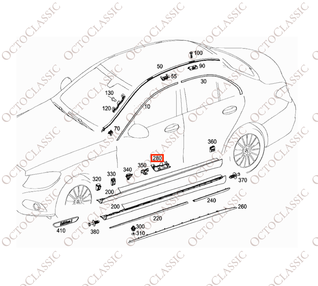 Mercedes W205 AMG Capuchon de point d’ancrage de jupe latérale gauche ou droite A2056980130 / A2056980230 / A2056980330 / A2056980430 Mercedes W205 AMG Capuchon de point d’ancrage de jupe latérale gauche ou droite A2056980130 / A2056980230 / A2056980330 / A2056980430