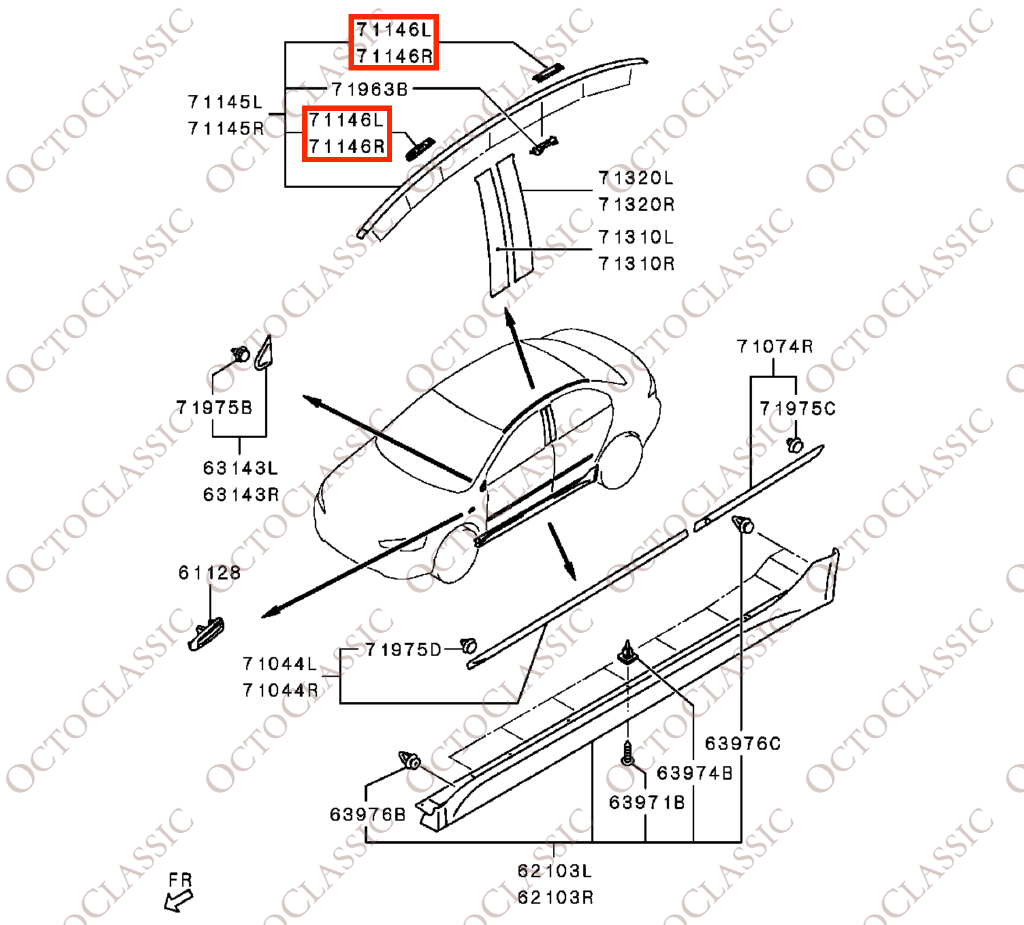 Mitsubishi Lancer X tetto monta copertura Trim Set di 4 nero 7400A210 / 7400A210 / 7400A157 / 7400A158 Mitsubishi Lancer X tetto monta copertura Trim Set di 4 nero 7400A210 / 7400A210 / 7400A157 / 7400A158