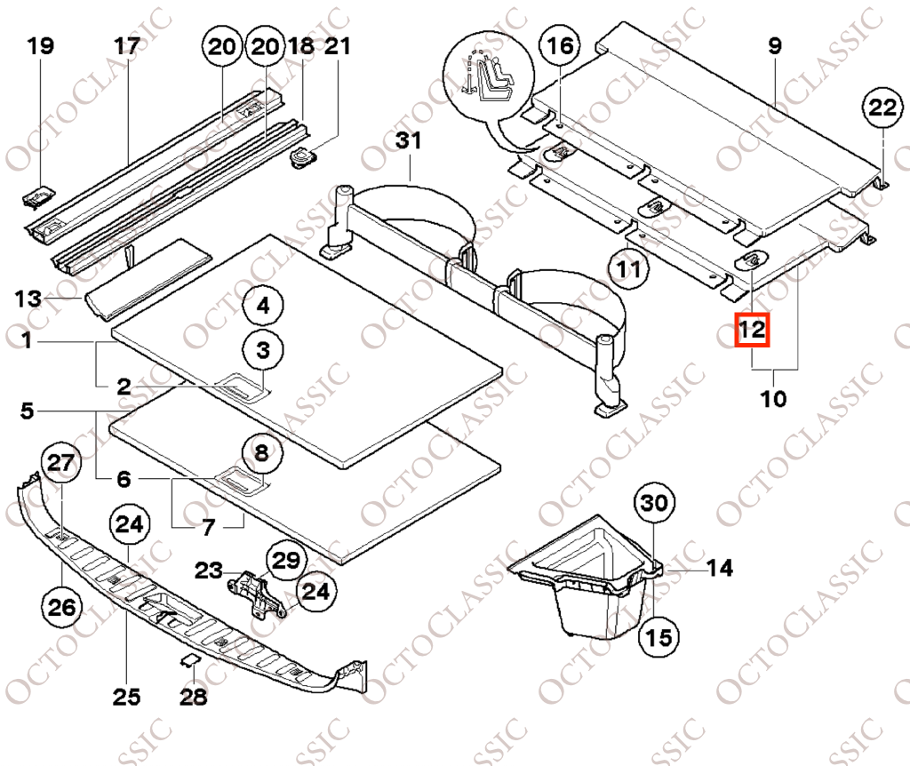 BMW E34 / E46 / E91 / X3 E83 zatrzask fotelika dziecięcego listwa bagażnika wszystkie kolory 51473418987 BMW E34 / E46 / E91 / X3 E83 zatrzask fotelika dziecięcego listwa bagażnika wszystkie kolory 51473418987