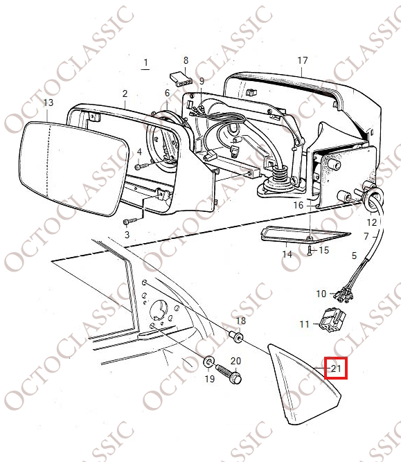 Volvo 850 Specchietto interno porta Trim sinistro o destro 6846429 / 1372626 Volvo 850 Specchietto interno porta Trim sinistro o destro 6846429 / 1372626