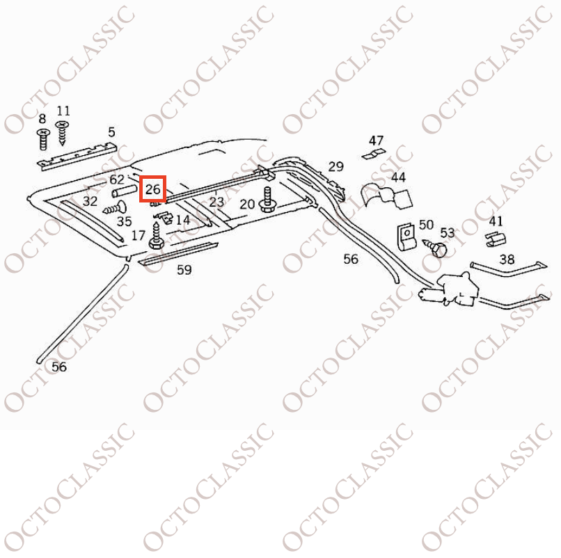 Mercedes W126 Sunroof Repair Cable A1267801789 Mercedes W126 Sunroof Repair Cable A1267801789