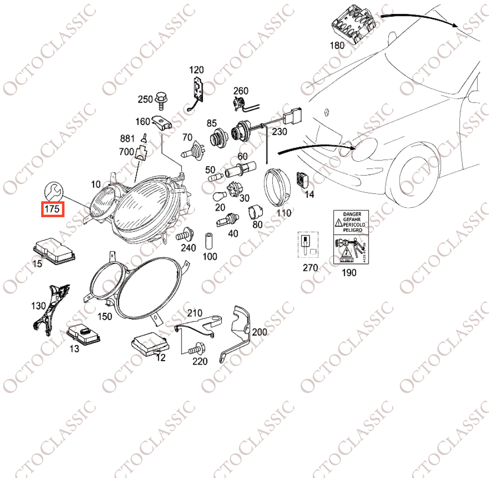 Mercedes W211 / S211 Kit de réparation des phares gauche ou droit A2118201314 / A2118201414 Mercedes W211 / S211 Kit de réparation des phares gauche ou droit A2118201314 / A2118201414