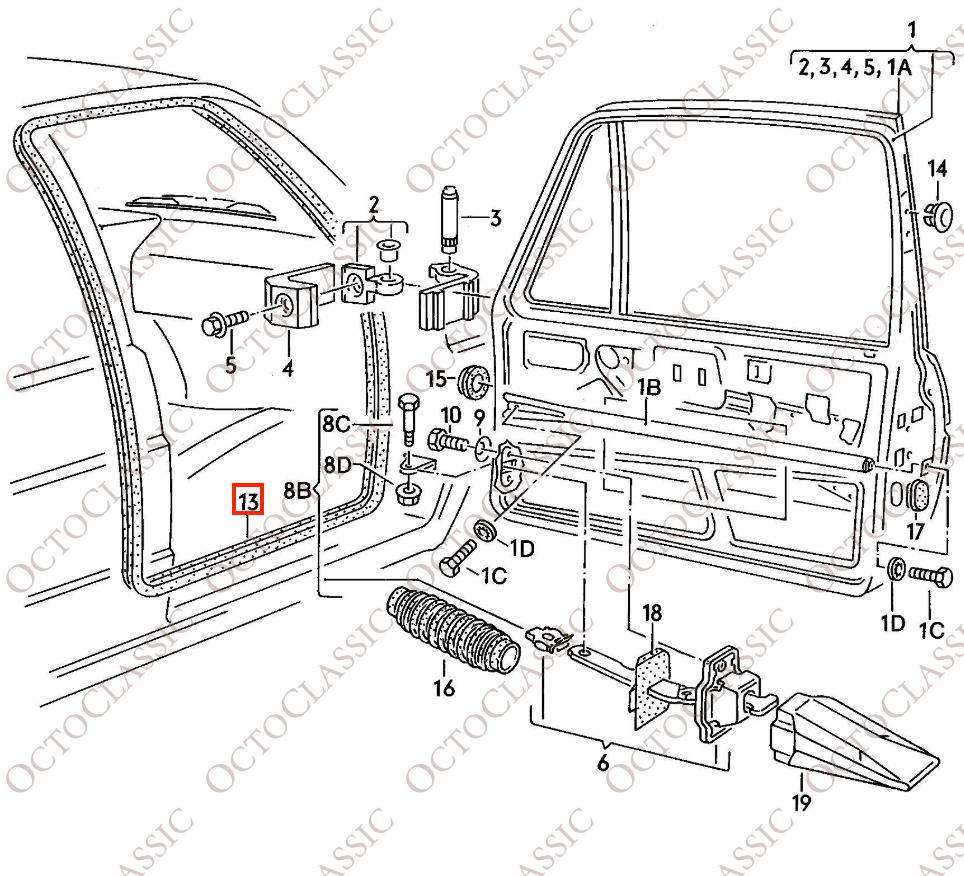 Volkswagen Golf MK2 / Jetta MK2 Burlete de Puerta Delantera Juego de 2 Izquierda y Derecha 191867365C Volkswagen Golf MK2 / Jetta MK2 Burlete de Puerta Delantera Juego de 2 Izquierda y Derecha 191867365C