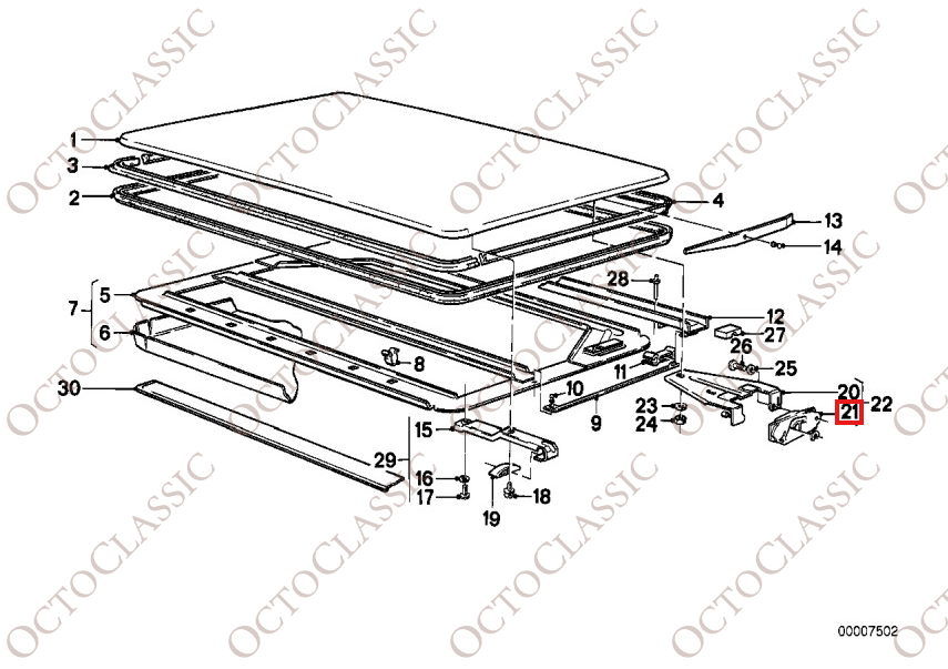 BMW E12 / E21 / E23 / E24 / E28 Porta del telaio del tetto apribile nera sinistra o destra 54121843429 / 54121843430 BMW E12 / E21 / E23 / E24 / E28 Porta del telaio del tetto apribile nera sinistra o destra 54121843429 / 54121843430