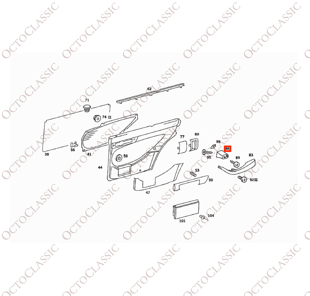 Mercedes W126 Door Panel Armrest Support All Colors A1269700064 Mercedes W126 Door Panel Armrest Support All Colors A1269700064
