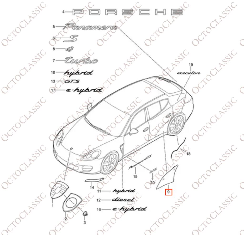 Porsche Panamera II 971 Guardabarros trasero PPF Película protectora – Juego de 2 izquierda y derecha Porsche Panamera II 971 Guardabarros trasero PPF Película protectora – Juego de 2 izquierda y derecha