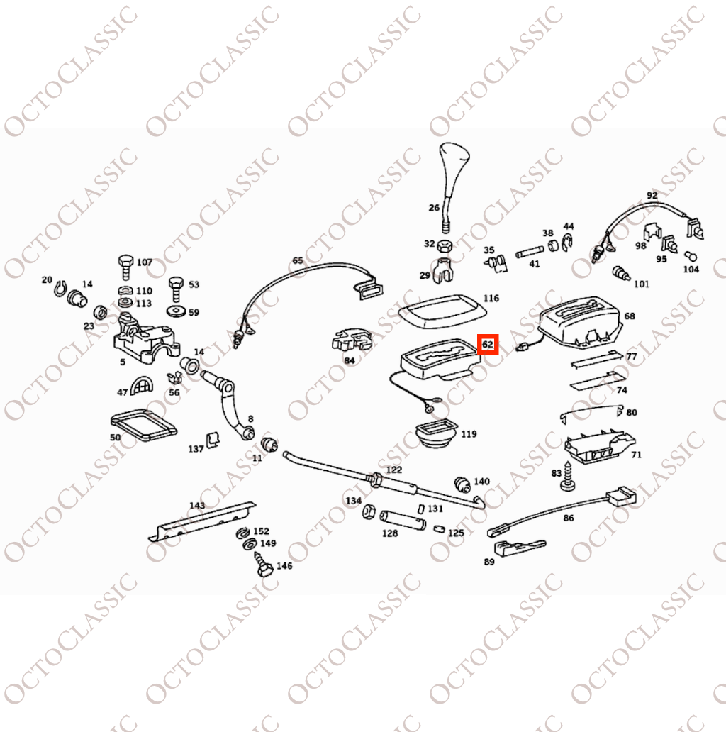 Mercedes W107 / W114 / W115 / W116 / W123 Wkładka selektora automatycznej zmiany biegów P-Upper Clear A0002600972 Mercedes W107 / W114 / W115 / W116 / W123 Wkładka selektora automatycznej zmiany biegów P-Upper Clear A0002600972