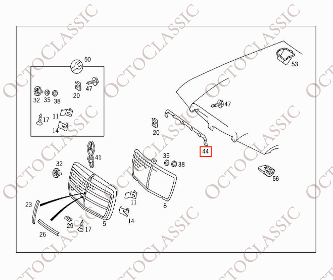Mercedes W124 Grille Rubber Insert A1248880097 Mercedes W124 Grille Rubber Insert A1248880097