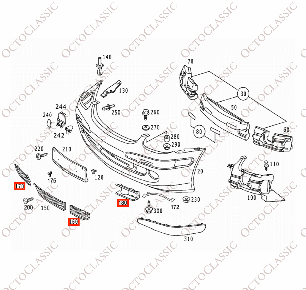 Mercedes SLK R170 Frontstoßstangengrill links oder rechts grundiert (2 Versionen) A1708850965 + A1708850123 / A1708851065 + A1708850223 Mercedes SLK R170 Frontstoßstangengrill links oder rechts grundiert (2 Versionen) A1708850965 + A1708850123 / A1708851065 + A1708850223