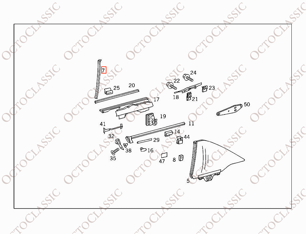 Mercedes A124 / C124 Joint de vitre latérale gauche ou droite A1246700939 / A1246701039 Mercedes A124 / C124 Joint de vitre latérale gauche ou droite A1246700939 / A1246701039