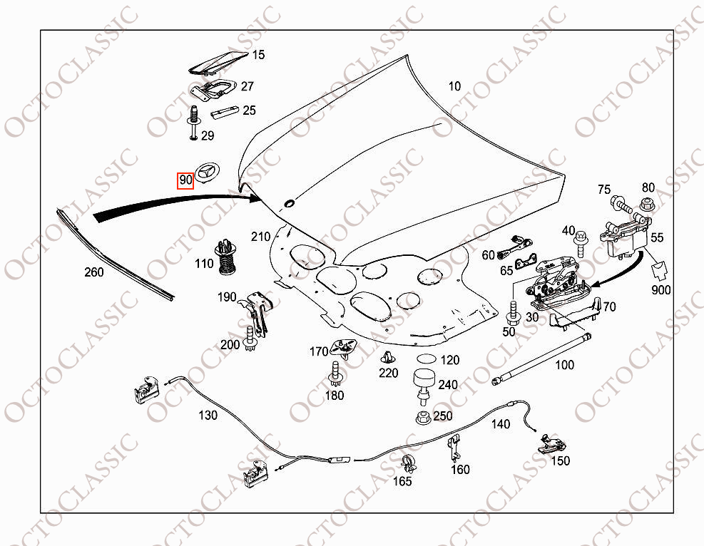 Mercedes W124 / W140 / W208 / W202 / W203 / W204 / W210 / W211 / W210 / W221 Emblemat z gwiazdą na masce A2048170616 Mercedes W124 / W140 / W208 / W202 / W203 / W204 / W210 / W211 / W210 / W221 Emblemat z gwiazdą na masce A2048170616